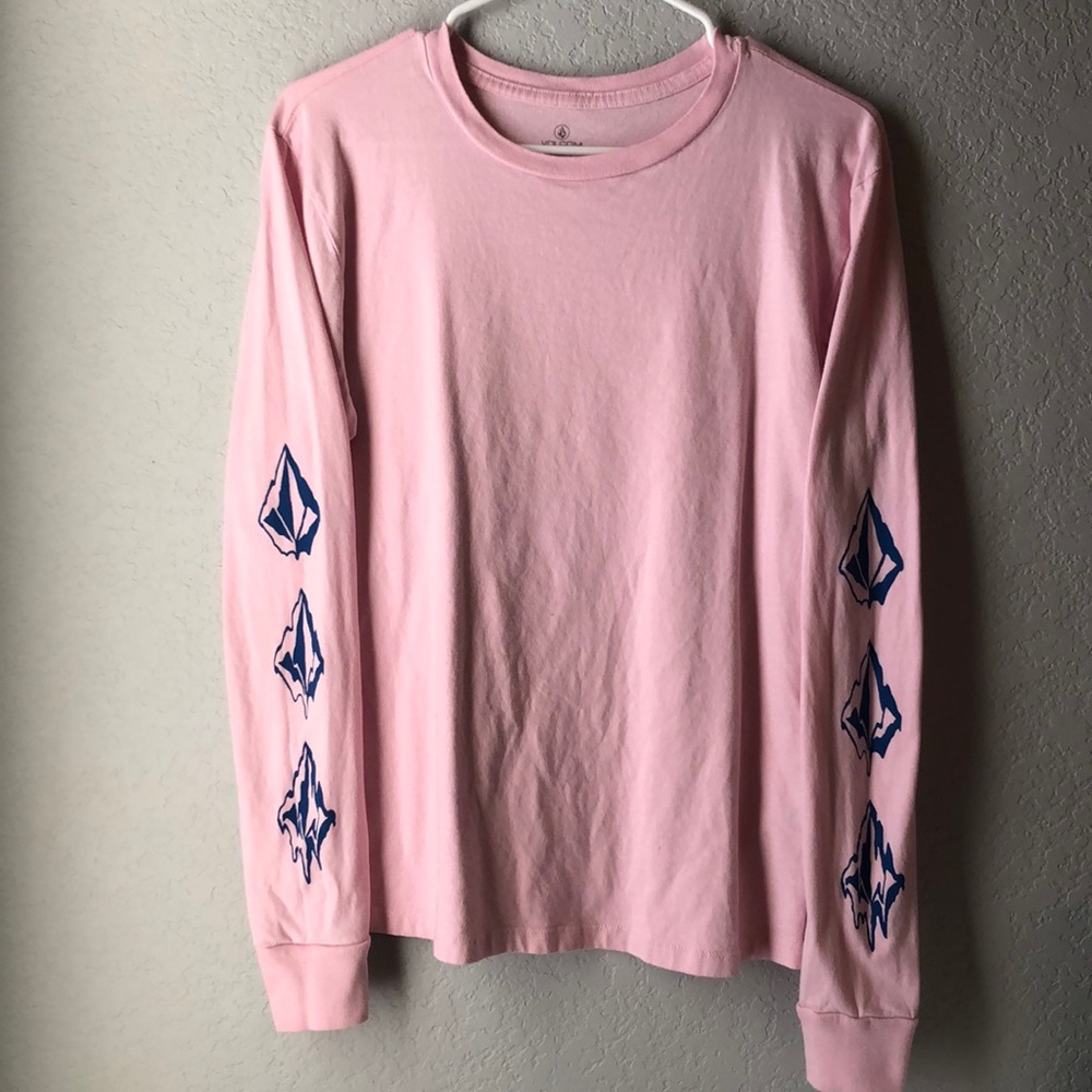Volcom Light Pink Long Sleeve w/ logo on sleeve
